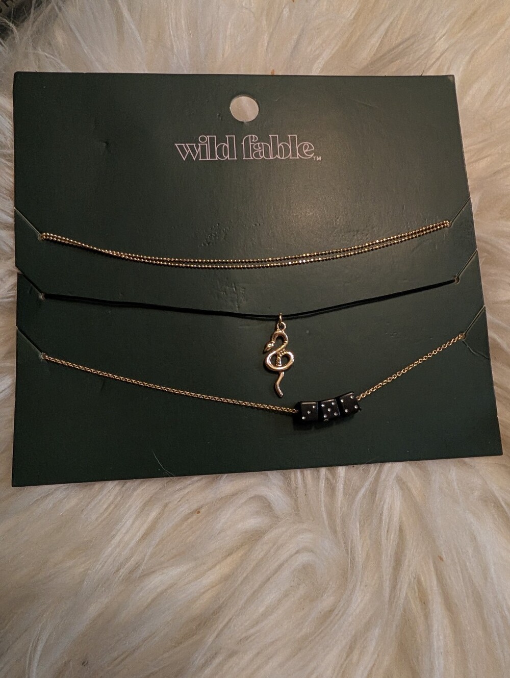 Wild Fable Layered Necklace Set with Black Bead Accents